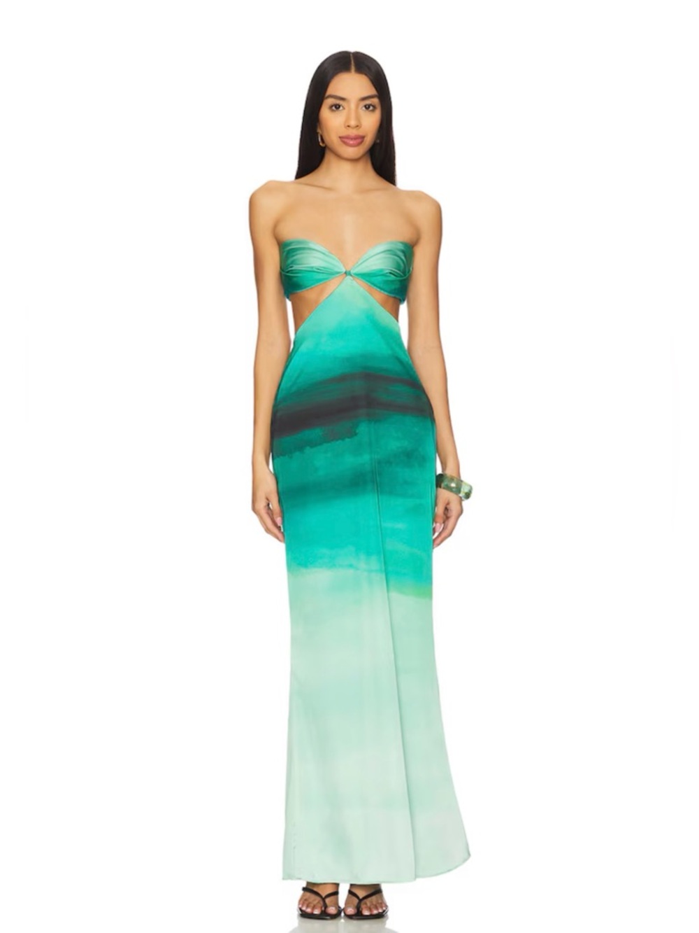 $285 BAOBAB Women's Green Riri Ombré Strapless Maxi Dress Size M